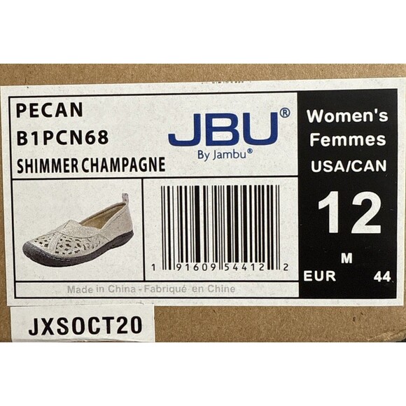 JBU by Jambu 12 Pecan Memory Foam Slip On Flat 12M EU 44 Champagne APMA NIB - Picture 9 of 9
